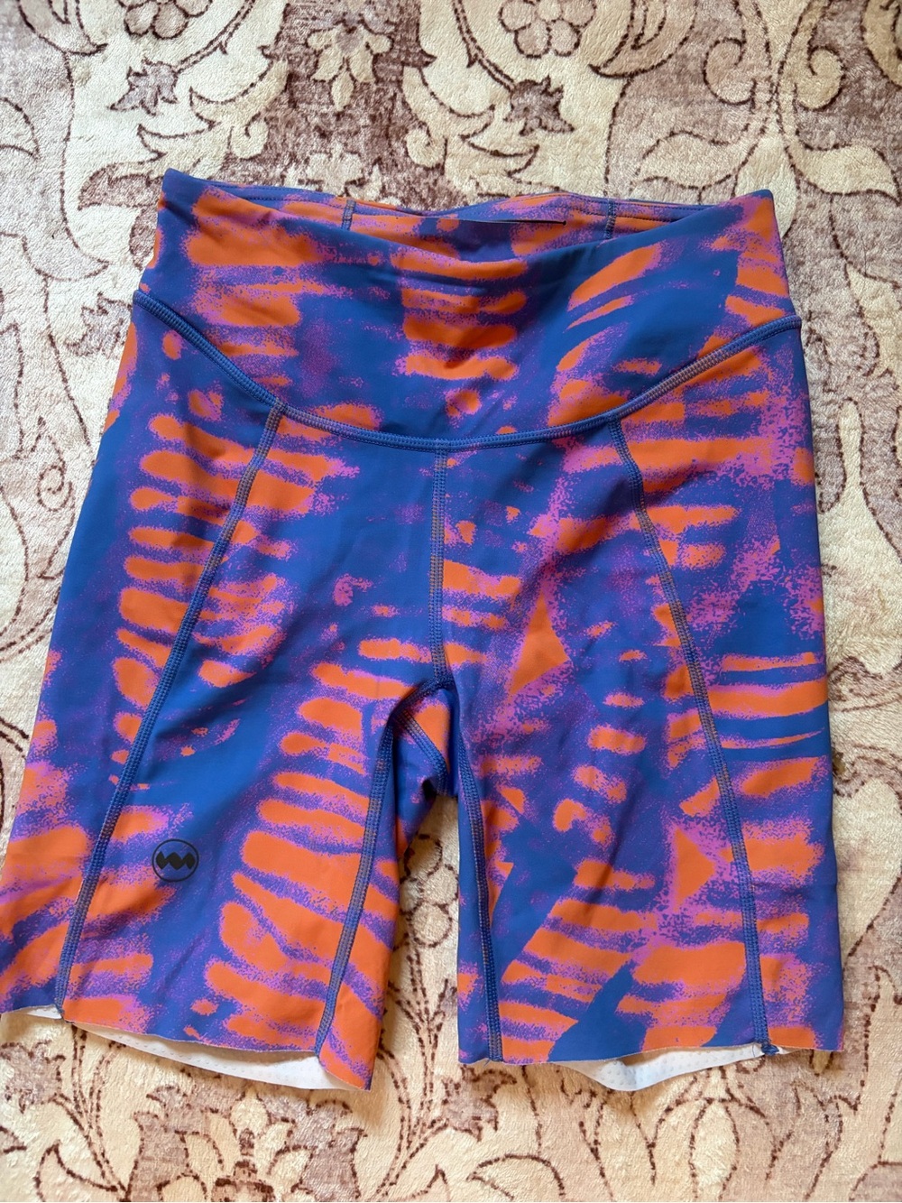 Janji Blue Orange Print Groundwork Running Biker Shorts